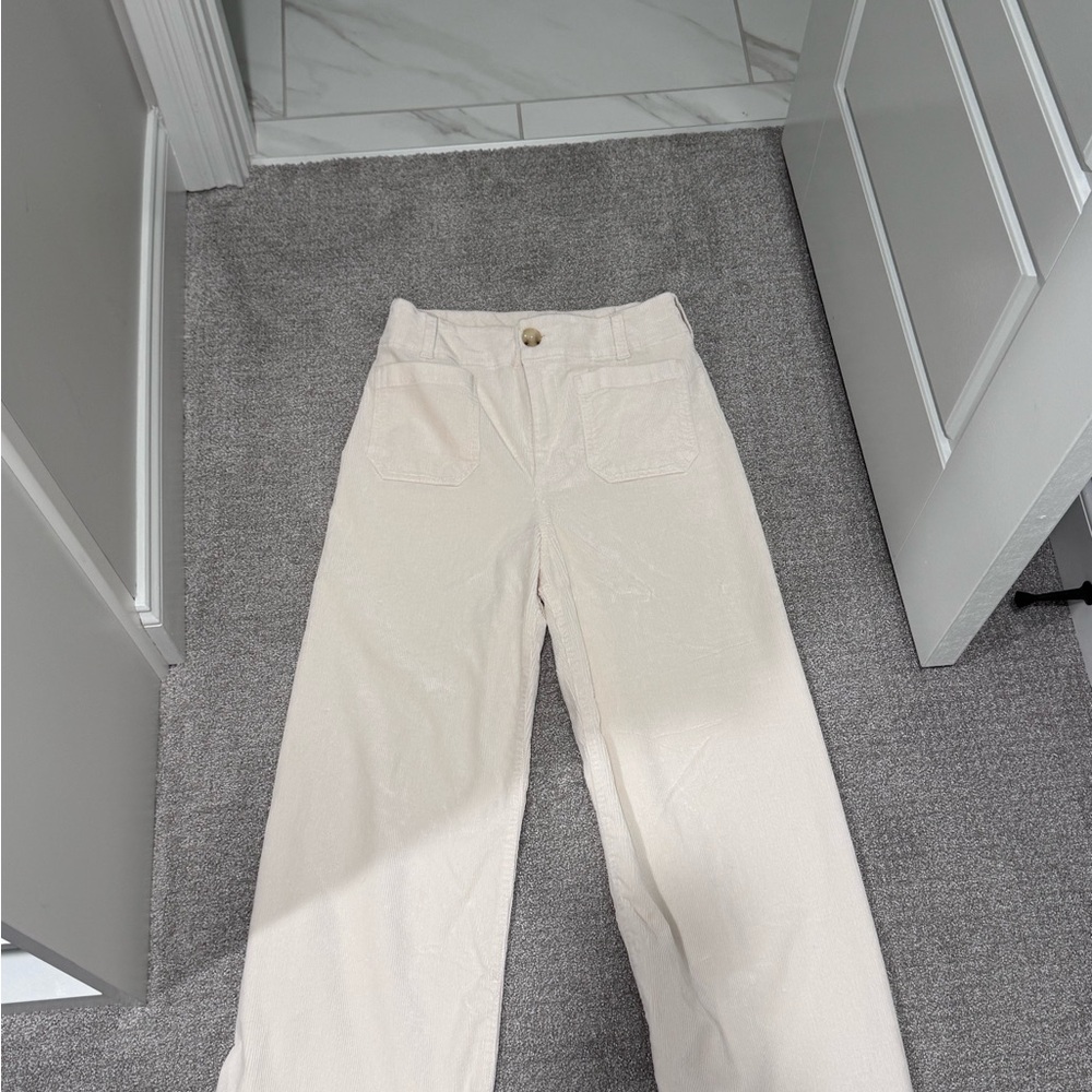 Maeve Cream Wide Leg High-Waist Jeans